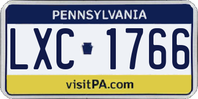 PA license plate LXC1766