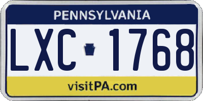 PA license plate LXC1768
