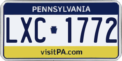 PA license plate LXC1772