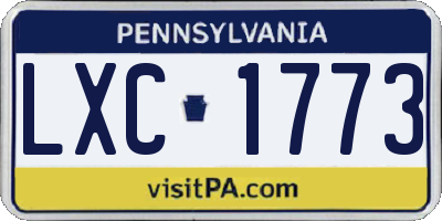 PA license plate LXC1773