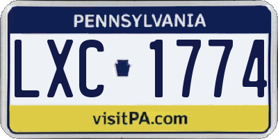 PA license plate LXC1774