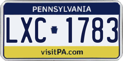 PA license plate LXC1783