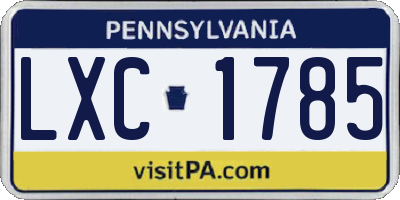 PA license plate LXC1785