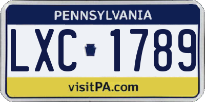 PA license plate LXC1789