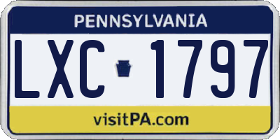 PA license plate LXC1797