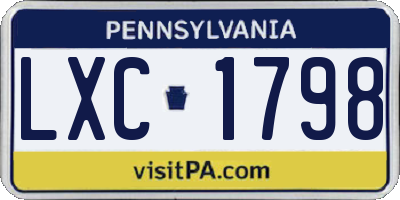 PA license plate LXC1798