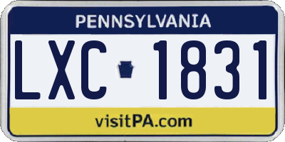 PA license plate LXC1831