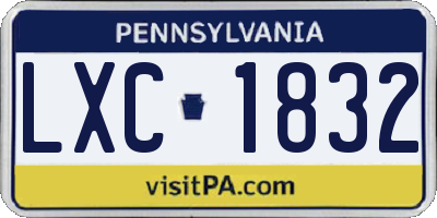PA license plate LXC1832
