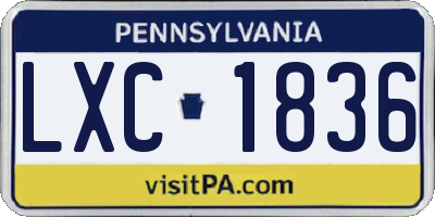 PA license plate LXC1836