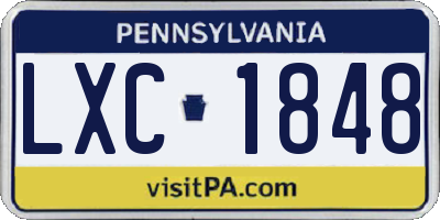 PA license plate LXC1848
