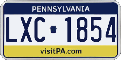 PA license plate LXC1854