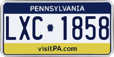 PA license plate LXC1858