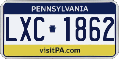 PA license plate LXC1862