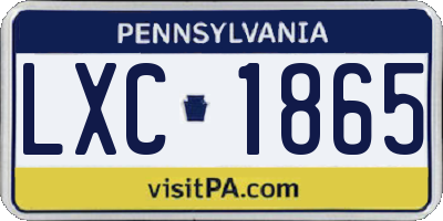 PA license plate LXC1865