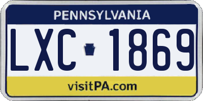 PA license plate LXC1869