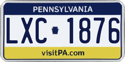 PA license plate LXC1876