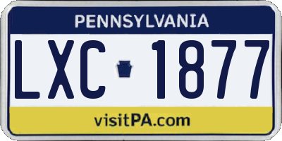 PA license plate LXC1877