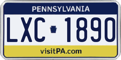 PA license plate LXC1890