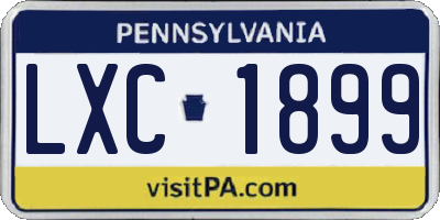 PA license plate LXC1899