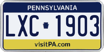 PA license plate LXC1903