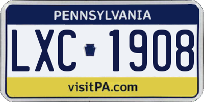 PA license plate LXC1908