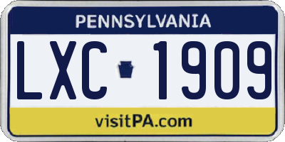 PA license plate LXC1909