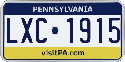 PA license plate LXC1915