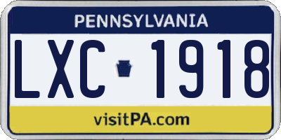 PA license plate LXC1918