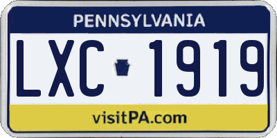 PA license plate LXC1919