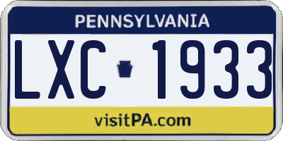 PA license plate LXC1933