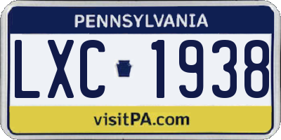 PA license plate LXC1938