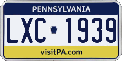 PA license plate LXC1939
