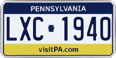 PA license plate LXC1940