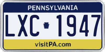 PA license plate LXC1947