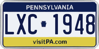PA license plate LXC1948