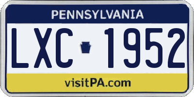 PA license plate LXC1952