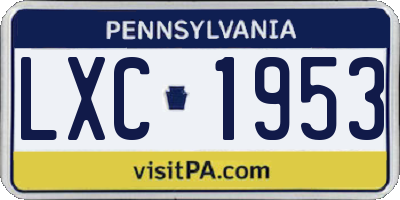 PA license plate LXC1953