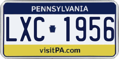 PA license plate LXC1956