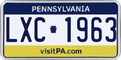 PA license plate LXC1963