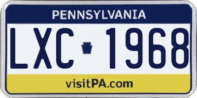 PA license plate LXC1968