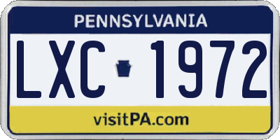 PA license plate LXC1972
