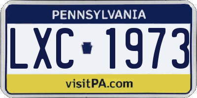 PA license plate LXC1973