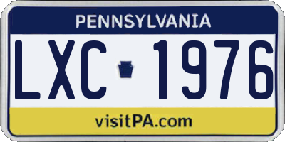 PA license plate LXC1976