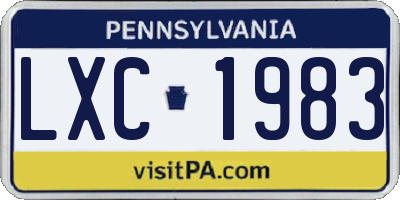 PA license plate LXC1983