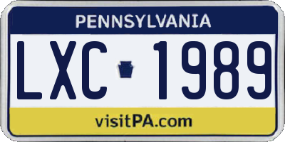 PA license plate LXC1989