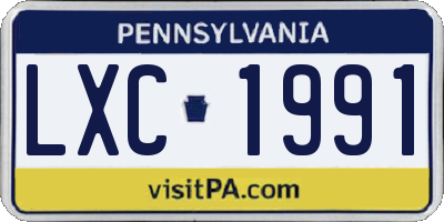 PA license plate LXC1991