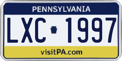PA license plate LXC1997