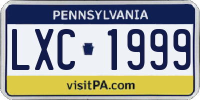 PA license plate LXC1999