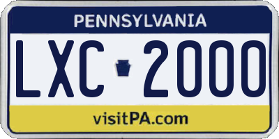 PA license plate LXC2000