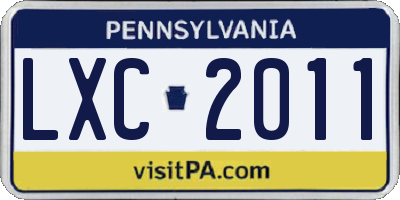 PA license plate LXC2011